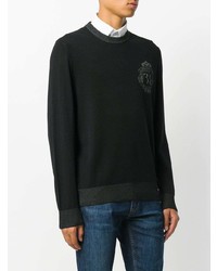 Мужской черный свитер с круглым вырезом с принтом от Billionaire