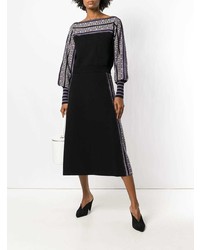 Женский черный свитер с круглым вырезом с принтом от Temperley London