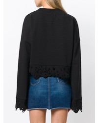 Женский черный свитер с круглым вырезом с принтом от Amen