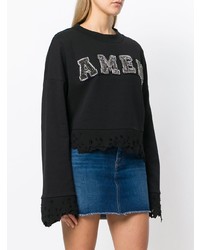 Женский черный свитер с круглым вырезом с принтом от Amen