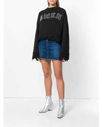 Женский черный свитер с круглым вырезом с принтом от Amen