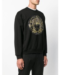 Мужской черный свитер с круглым вырезом с принтом от Versace