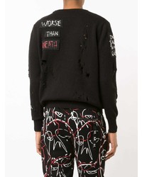 Мужской черный свитер с круглым вырезом с принтом от Haculla