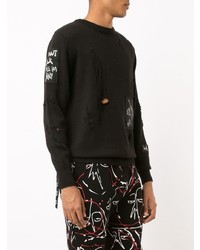 Мужской черный свитер с круглым вырезом с принтом от Haculla