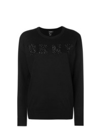 Женский черный свитер с круглым вырезом с принтом от DKNY