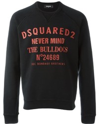 Мужской черный свитер с круглым вырезом с принтом от DSQUARED2