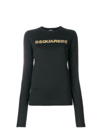 Женский черный свитер с круглым вырезом с принтом от Dsquared2