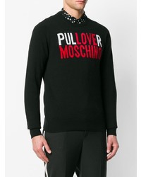 Мужской черный свитер с круглым вырезом с принтом от Love Moschino