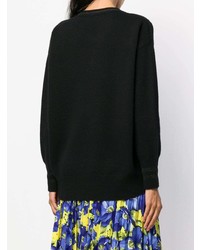 Женский черный свитер с круглым вырезом с принтом от Moncler