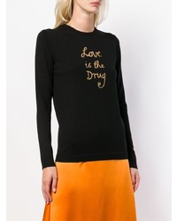 Женский черный свитер с круглым вырезом с принтом от Bella Freud