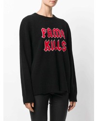 Женский черный свитер с круглым вырезом с принтом от Adaptation