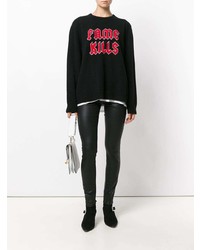 Женский черный свитер с круглым вырезом с принтом от Adaptation