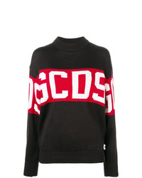 Женский черный свитер с круглым вырезом с принтом от Gcds