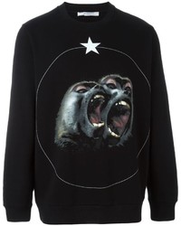 Мужской черный свитер с круглым вырезом с принтом от Givenchy