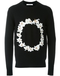 Мужской черный свитер с круглым вырезом с принтом от Givenchy