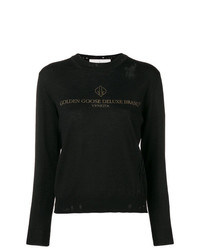 Женский черный свитер с круглым вырезом с принтом от Golden Goose Deluxe Brand