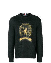 Мужской черный свитер с круглым вырезом с принтом от Hilfiger Collection