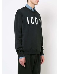 Мужской черный свитер с круглым вырезом с принтом от DSQUARED2