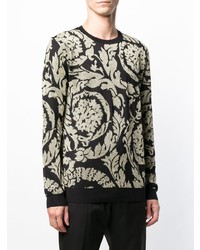 Мужской черный свитер с круглым вырезом с принтом от Versace