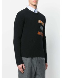 Мужской черный свитер с круглым вырезом с принтом от Valentino
