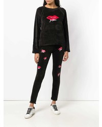 Женский черный свитер с круглым вырезом с принтом от Quantum Courage