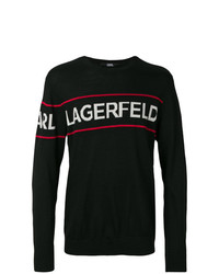 Мужской черный свитер с круглым вырезом с принтом от Karl Lagerfeld