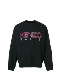 Мужской черный свитер с круглым вырезом с принтом от Kenzo