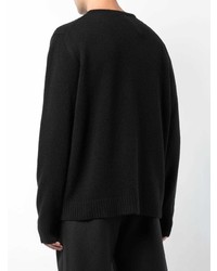 Мужской черный свитер с круглым вырезом с принтом от Adaptation