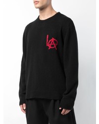 Мужской черный свитер с круглым вырезом с принтом от Adaptation