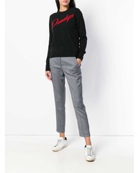 Женский черный свитер с круглым вырезом с принтом от Dondup