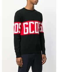 Мужской черный свитер с круглым вырезом с принтом от Gcds