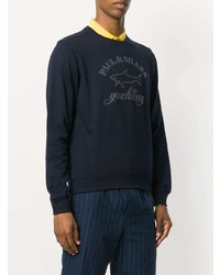 Мужской черный свитер с круглым вырезом с принтом от Paul & Shark