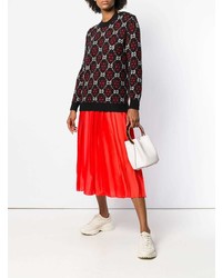 Женский черный свитер с круглым вырезом с принтом от Gucci