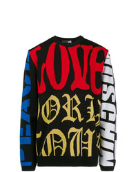 Мужской черный свитер с круглым вырезом с принтом от Love Moschino