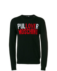 Мужской черный свитер с круглым вырезом с принтом от Love Moschino