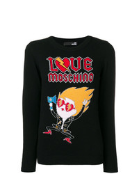 Женский черный свитер с круглым вырезом с принтом от Love Moschino
