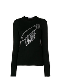 Женский черный свитер с круглым вырезом с принтом от Love Moschino