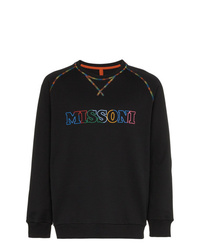 Мужской черный свитер с круглым вырезом с принтом от Missoni