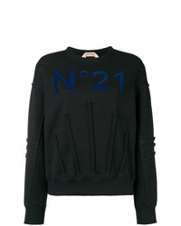 Женский черный свитер с круглым вырезом с принтом от N°21