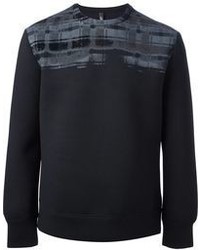 Мужской черный свитер с круглым вырезом с принтом от Neil Barrett