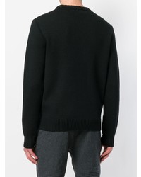 Мужской черный свитер с круглым вырезом с принтом от DSQUARED2
