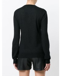 Женский черный свитер с круглым вырезом с принтом от Saint Laurent
