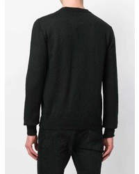 Мужской черный свитер с круглым вырезом с принтом от Saint Laurent