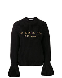 Женский черный свитер с круглым вырезом с принтом от Philosophy di Lorenzo Serafini