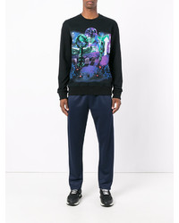 Мужской черный свитер с круглым вырезом с принтом от Lanvin