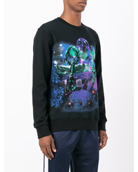 Мужской черный свитер с круглым вырезом с принтом от Lanvin