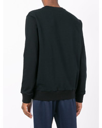 Мужской черный свитер с круглым вырезом с принтом от Lanvin