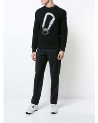 Мужской черный свитер с круглым вырезом с принтом от Moncler