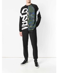 Мужской черный свитер с круглым вырезом с принтом от Versus