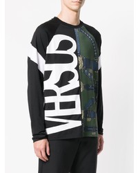 Мужской черный свитер с круглым вырезом с принтом от Versus